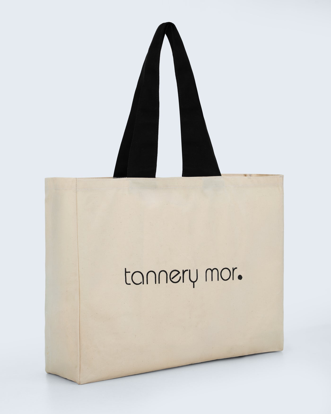 on the beach jute tote, tannery mor. print, angled view